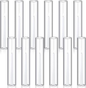 48 Pcs 2.5" W x 14" H Hurricane Candle Holder Sleeve Bottomless Glass Cylinder Candleholder Tall Candle Glass Cover