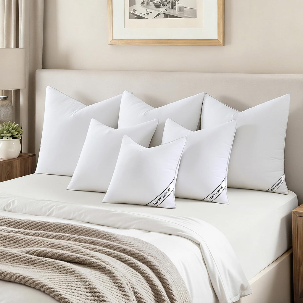 26x26 Inch Euro Pillows Inserts, Pack of 2 Down Alternative Virgin Filling Comfy Support Throw Pillows