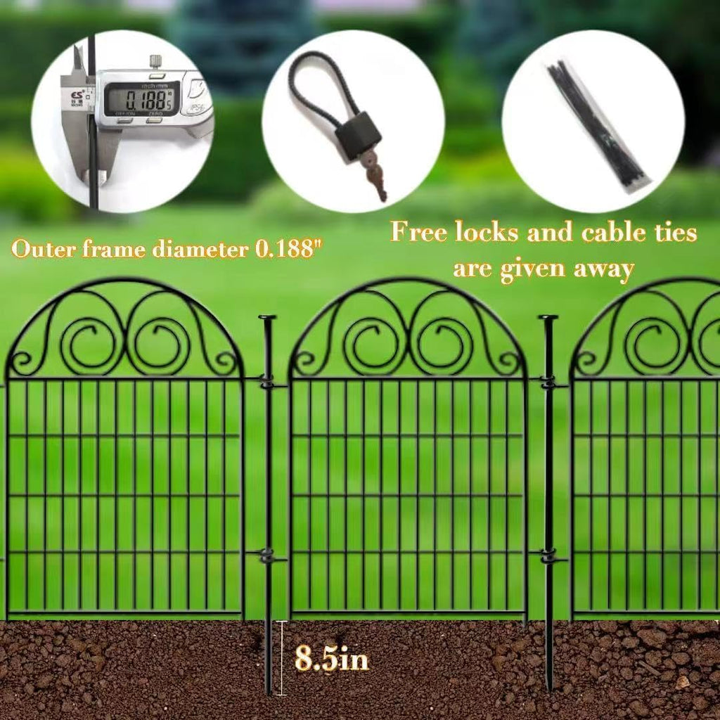 Tall Garden Fence Animal Barrier with Gate, 40 in(H) 12 Panels Garden Fences and Borders for Dogs, Dog Fence Outdoor