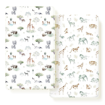 Crib Sheets 2 Pack, Jersey Knit Stretchy Soft Fitted Baby Bed Sheet