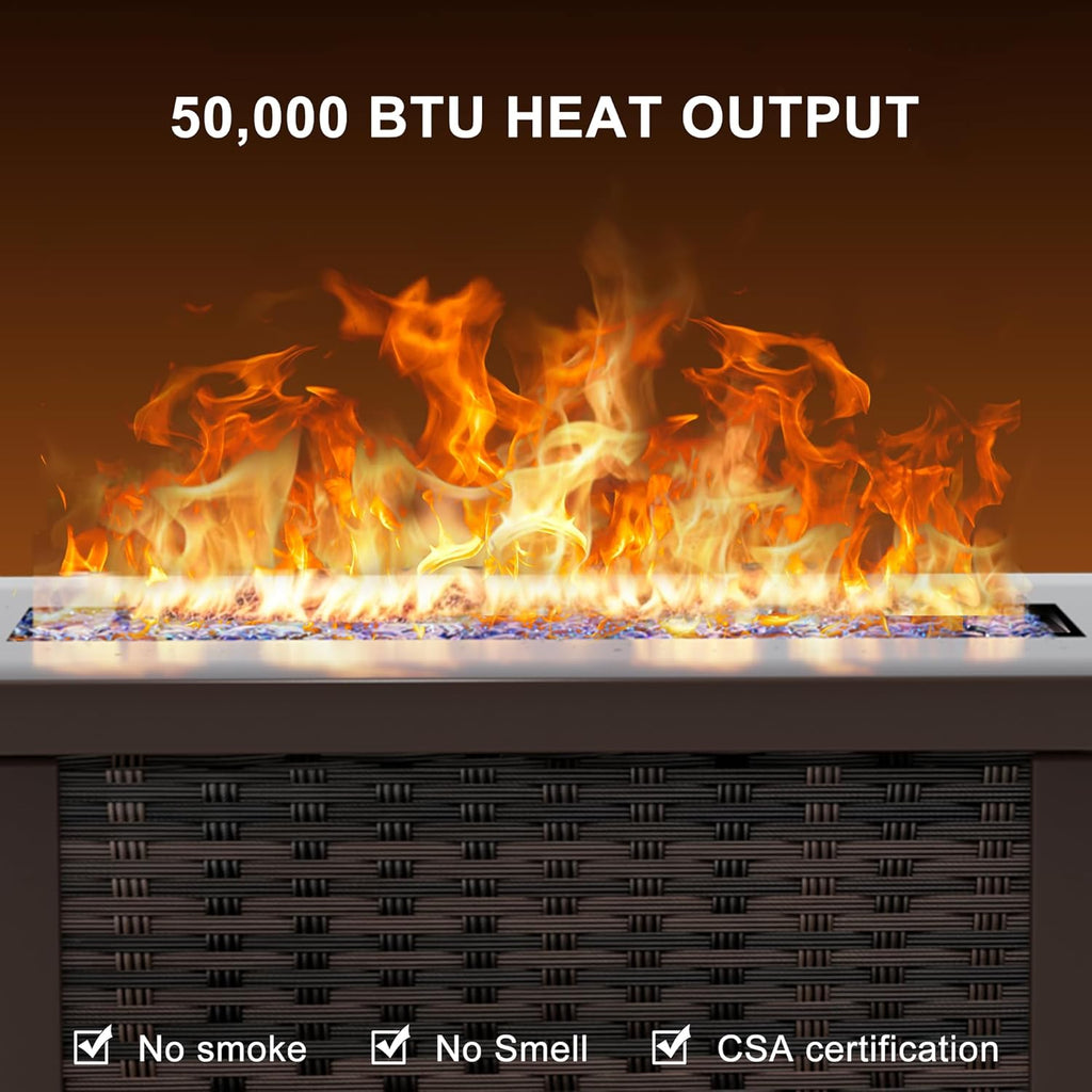 42 Inch Propane Fire Pit Table, 50,000 BTU Outdoor Gas Fire Pits with Removable Lid, 2 in 1 Rectangular Firepit Table for Outside Patio Deck and - Image 2
