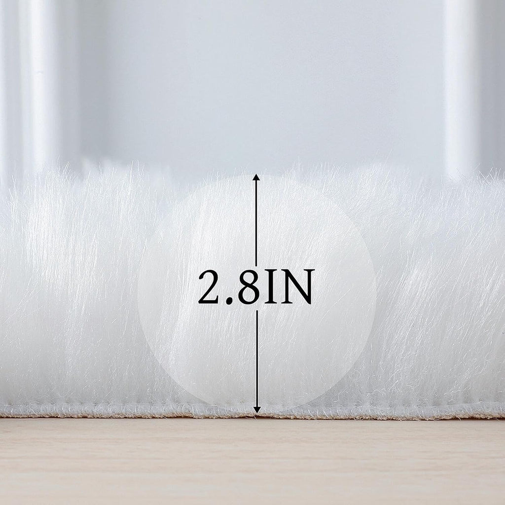 Faux Fur Sheepskin Fluffy Shag Fuzzy Rug, White, 2x6 ft Runner