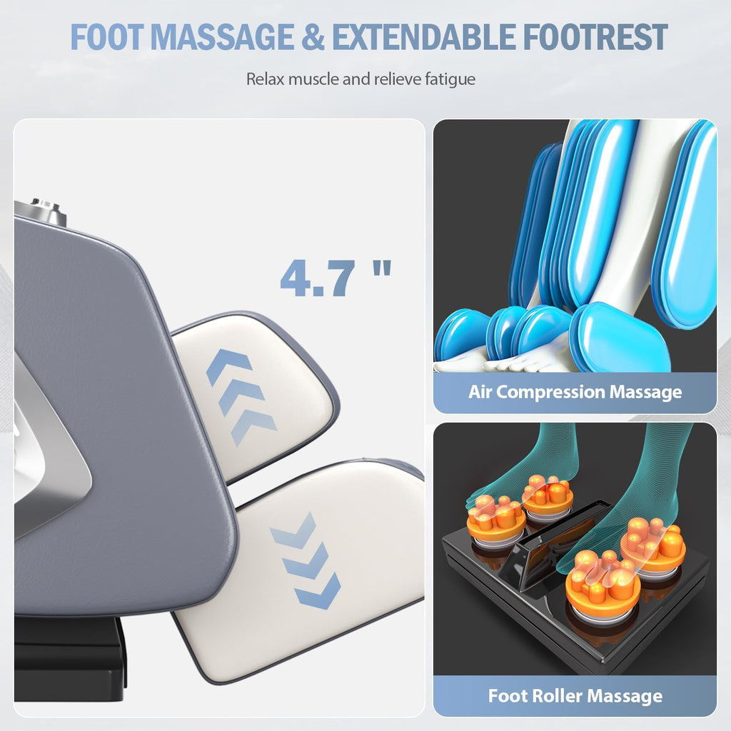 Massage Chair Full Body- Zero GravityMassage Recliner with Air Pressure, 10 Fixed Massage Rollers, Heating, Foot