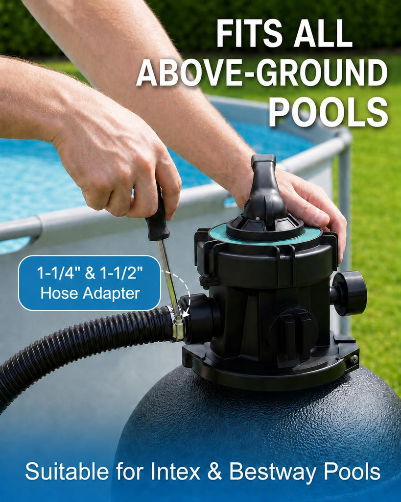 Sand Filter Pump 13" 3/4HP for Above Ground Pool, 3500GPH Pool Pumps Above Ground, Pool Sand Filter with 7-Way Valve