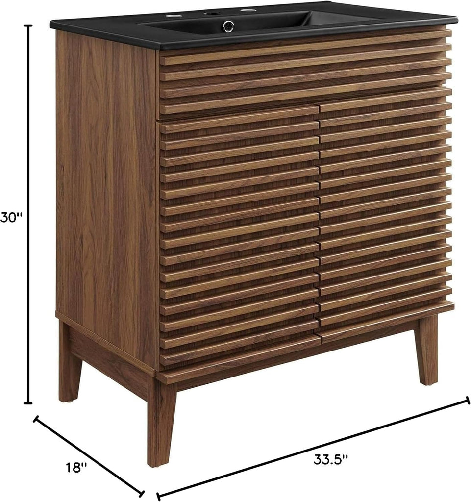 Render 30" Bathroom Vanity with Sink in Walnut Black