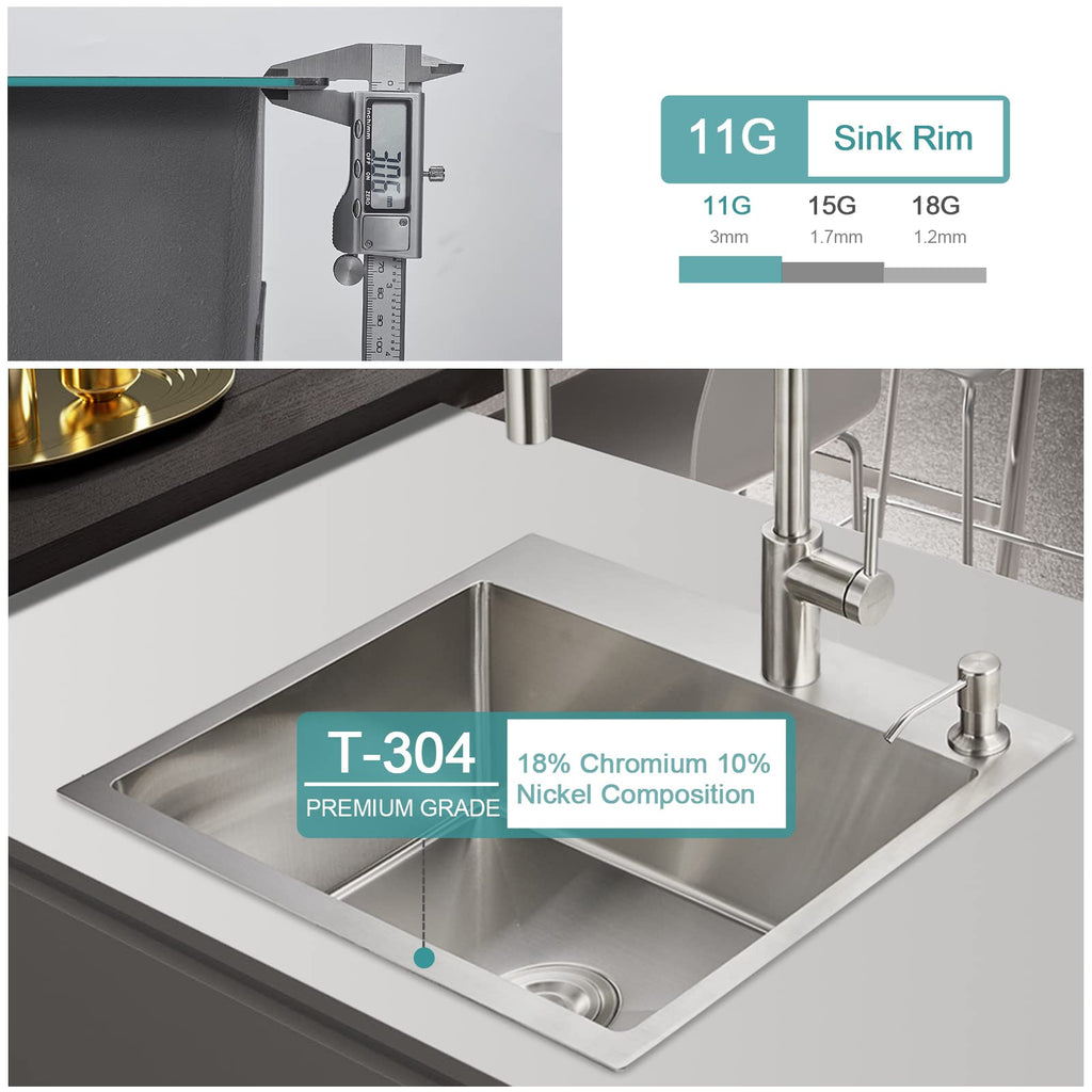 Drop Sink - 20"×16" Single Bowl Undermount Sink