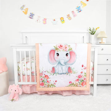 Baby Crib Bedding Set for Girls, Soft Bedding Set with Comfort, Crib Skrit, Crib Sheet, Infant & Toddler Nursery Bed