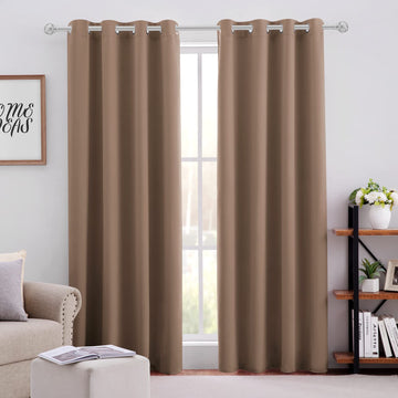 Blackout Curtains 52 X 84 Inch Long 2 Panels Set Cappuccino Room Darkening Curtains/Drapes, Thermal Grommet Taupe