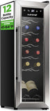 12 Bottle Stainless Steel Slim Wine Fridge | Red & White Wine Chiller | Adjustab