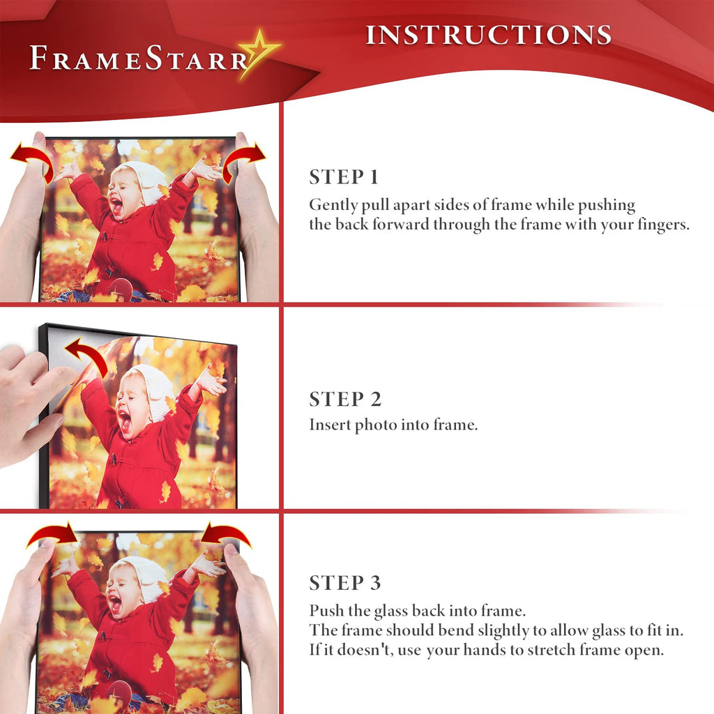 8x10 Picture Frames - Black, 3 Pack - Modern Style, Harmony Collection