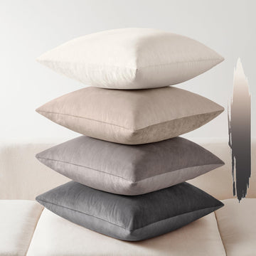 Velvet Throw Pillow Covers 16x16 Set of 4, Grey Gradient