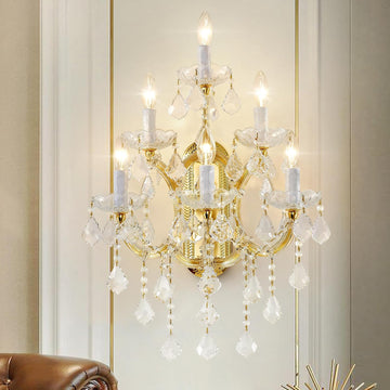 Modern Crystal Wall Sconce Lights- 6 Light Maria Theresa Crystal Wall Sconces Lighting Gold Wall Lamp Chandelier