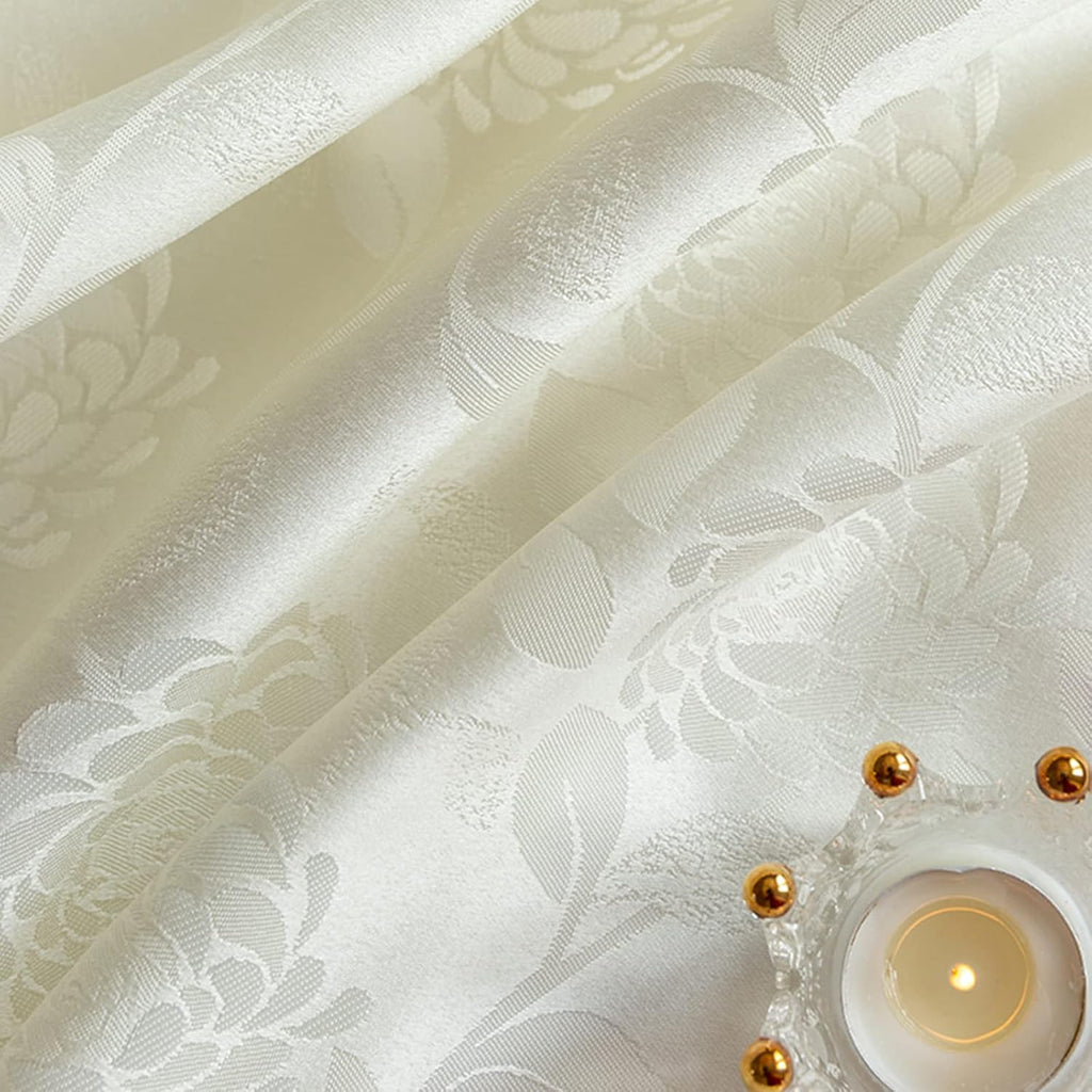 Textured Tablecloth Waterproof Spillproof Lace Trim Rectangle Damask Fabric Table Cloth Kitchen Dinn