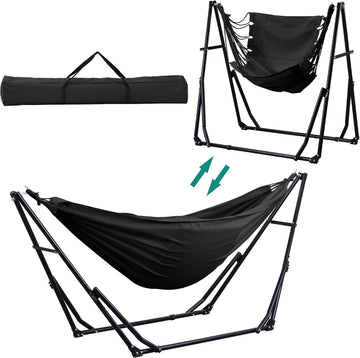 With Foldable Stand, 2 in 1 Hammock and Swinging Chair with Carrying Bag, Portable Camping Chair Suitable for