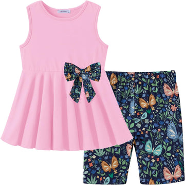 Toddler Girl Summer Clothes Sleeveless Top Dress Bike Shorts Set