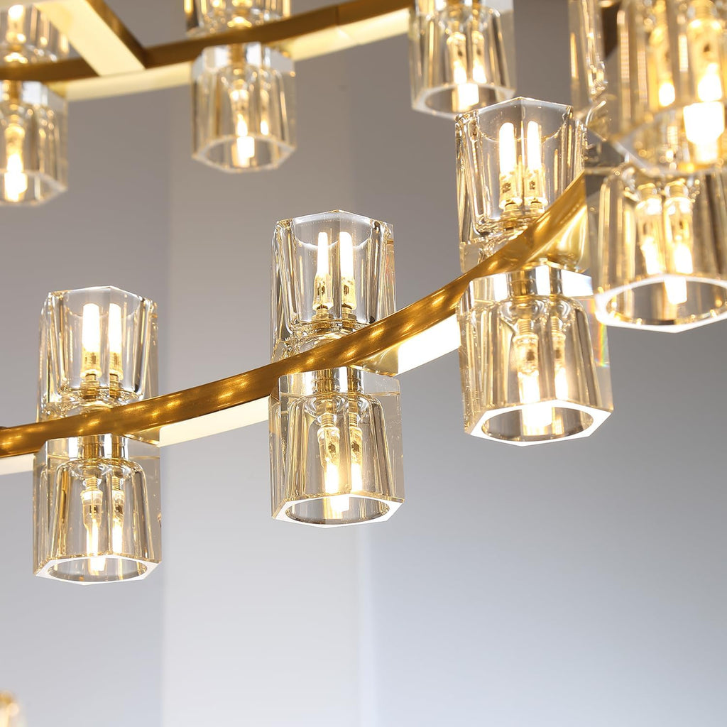 Inspired Arcachon Style 3-Tier Round Wagon Wheel Chandelier, 24" + 40" + 59" 124-Light Gold — Grand Foyer & High Ceilings
