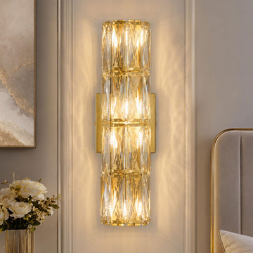 Gold Crystal Wall Sconces Mid-Century Modern Luxury Bathroom Sconces Light