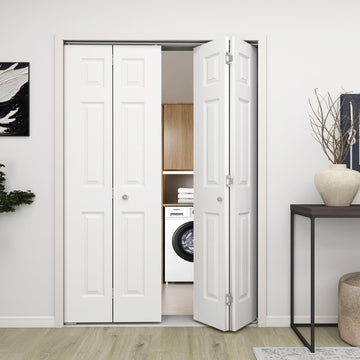 60 in.x 80 in. Bifold Door, 6 Panel Primed Barn Door(Double 30"x80" Doors)