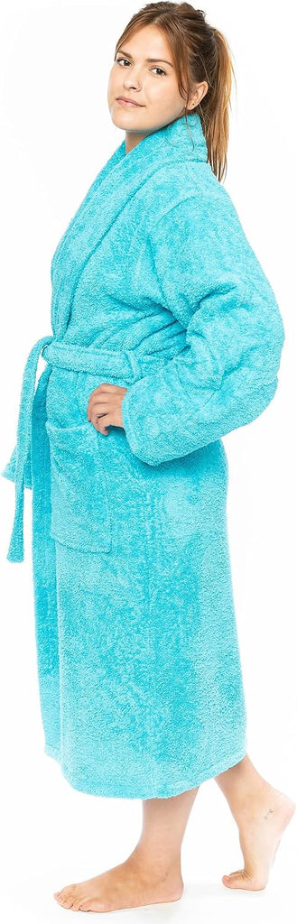 CTT Premium 100% Turkish Cotton Terry Cloth Bath Robe for Women & Men, Soft & Plush Long Unisex Robe