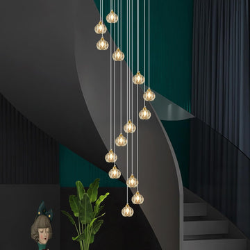 Crystal Chandeliers for Staircases, 14-Light Gold Modern Chandeliers for High Ceilings_Crystal Pendant Light Fixture for Living Room Kitchen Island Foyer Hallway Bar