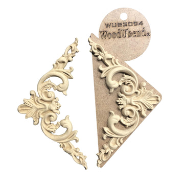 Pack of 2 Pediments - Wood Appliques - Heat Bendable & Flexible Onlays 8x15cm - DIY Craft, Furniture & Home