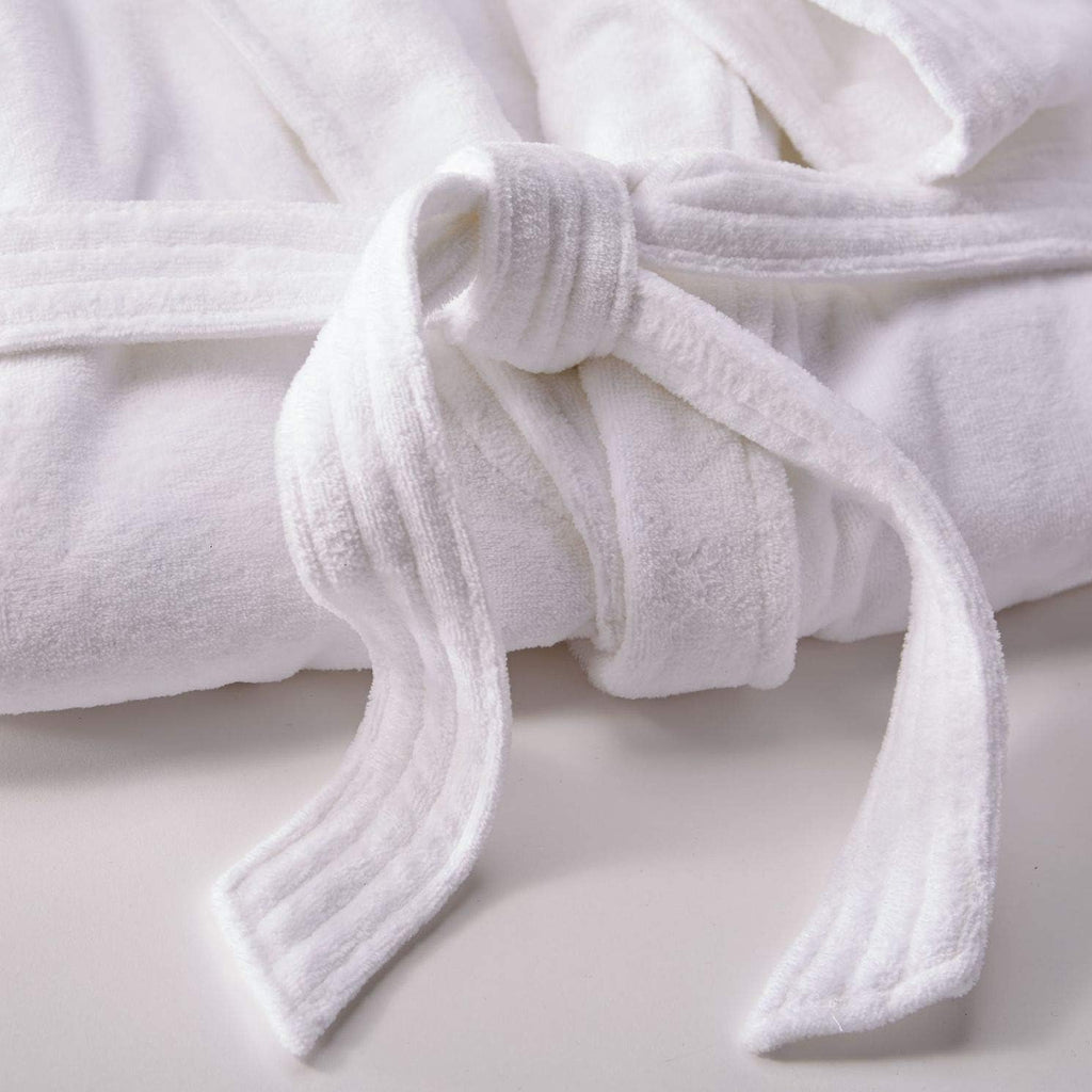 Terry Velour Bathrobe - Luxury 100% Cotton Hotel Spa Robe - Plush, Absorbent, Machine Washable - Shawl Collar, One