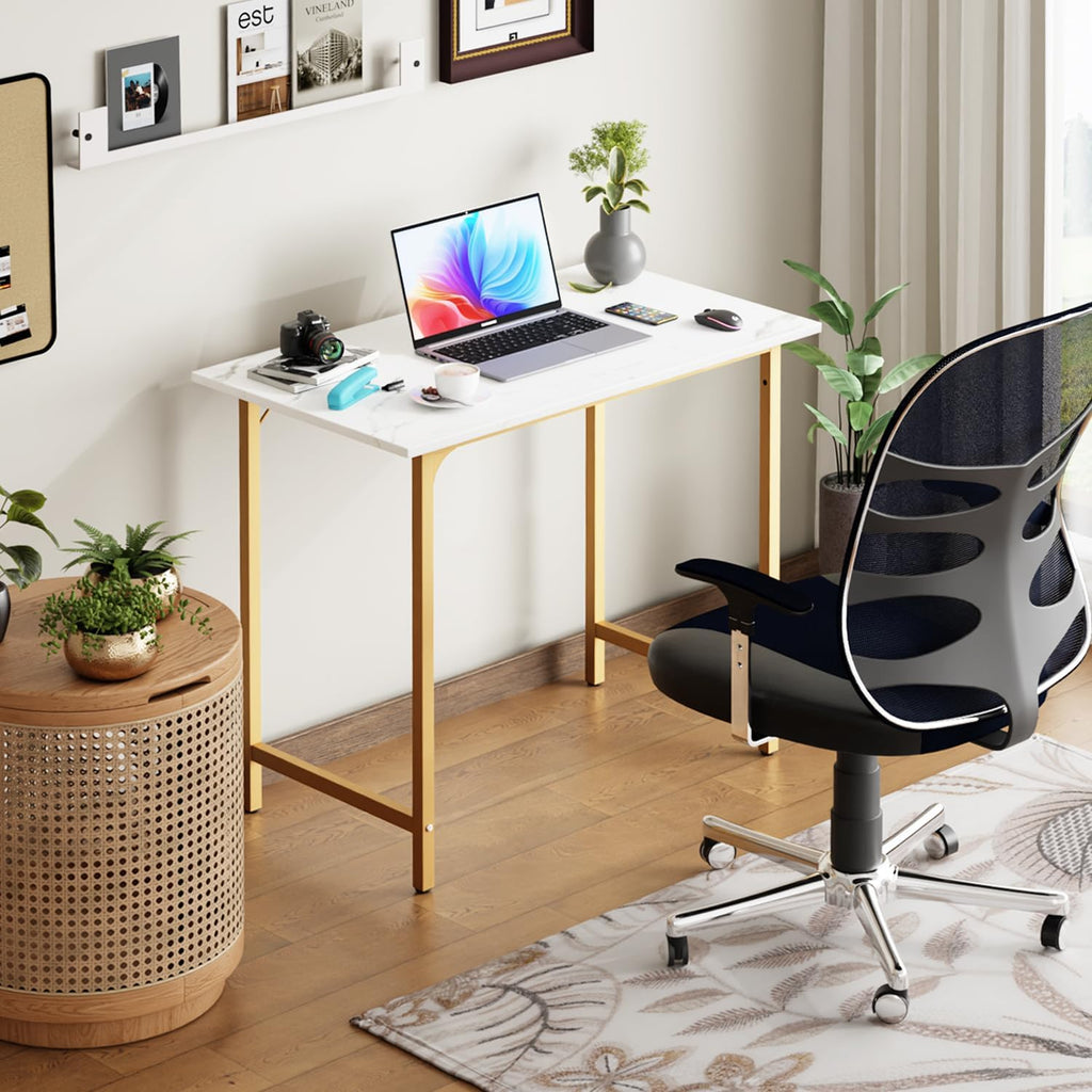 Computer Desk,Home Office Desk, Modern Simple Style Study Writing (Gold, 55 Inch)