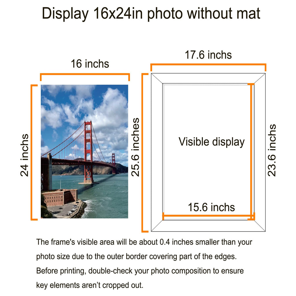 16x24 Frame in Gold, Gallery Frame for Wall Mounting, 2 Pack