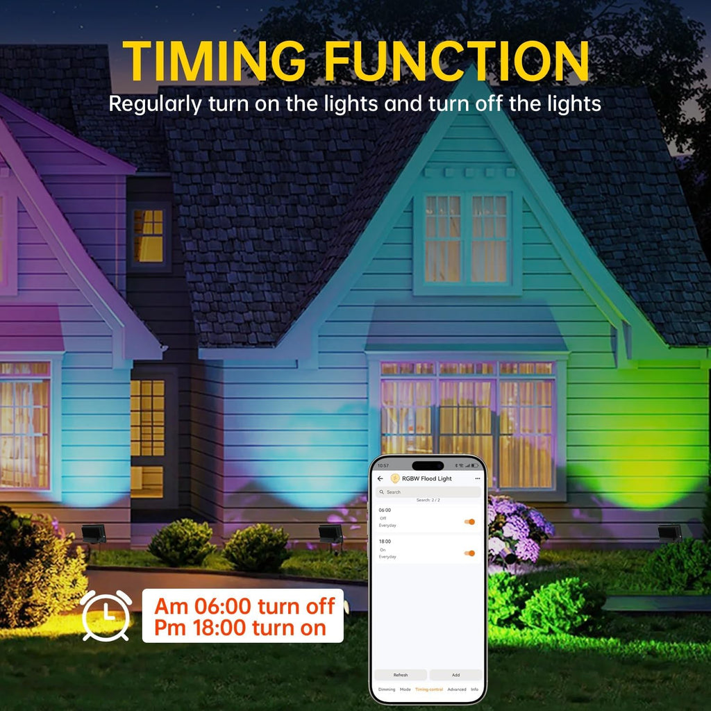LED Flood Light Outdoor, 80W RGB Color Changing Smart Floodlights 2700K 8000LM Warm White & 16 Million Colors, RGBW