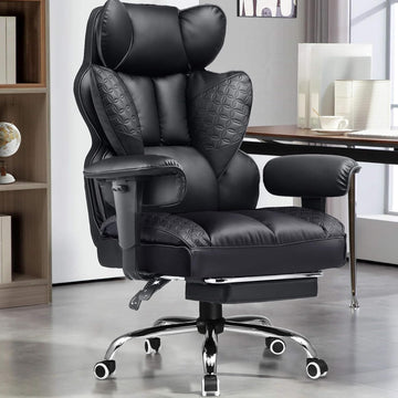 Big and Tall Gaming Chair 400lbs Heavy Duty Office Chair with Footrest, High Back Pocket Spring Lumbar Support