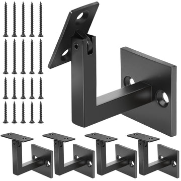 5 Pack Heavy Duty 304 Stainless Steel Stair Railing Brackets, Solid Adjustable Swivel Handrail Brackets for Modern