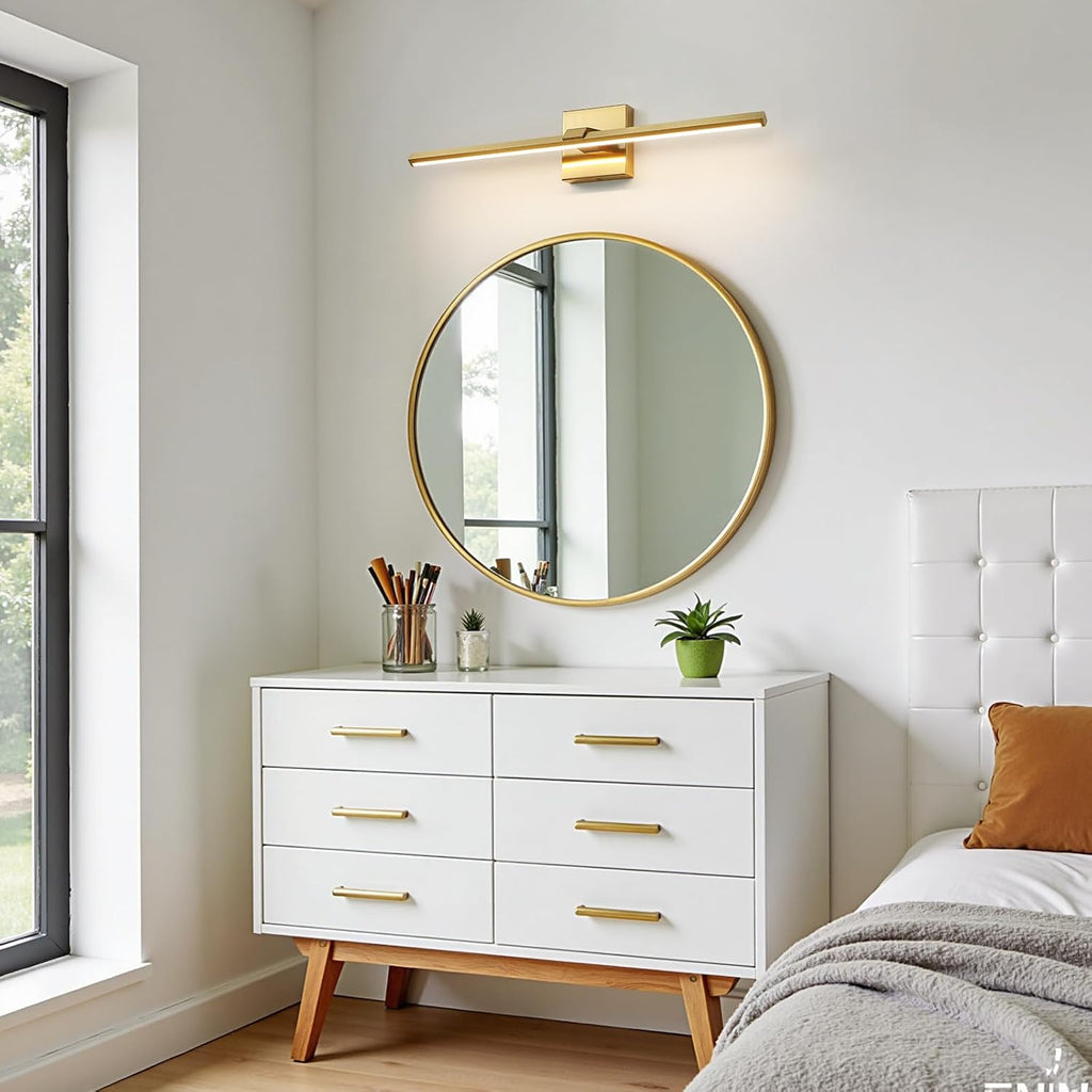 Gold LED Bathroom Vanity Light 24 Inch 18W Dimmable 5CCT Bathroom Lighting Fixtures Over Mirror Modern Brushed Gold