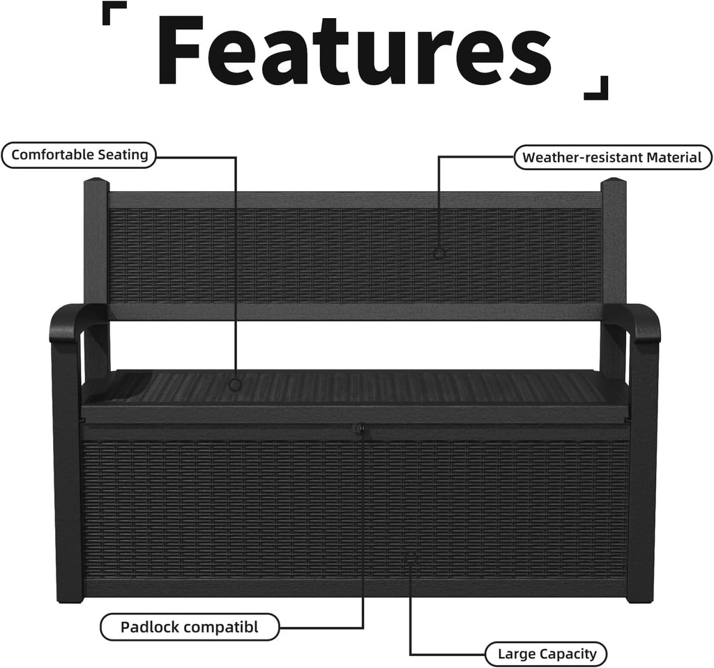 80 Gallon Outdoor Storage Bench Lockable Deck Box Outdoor Storage Box Waterproof ,Garden,and Porch - Perfect for