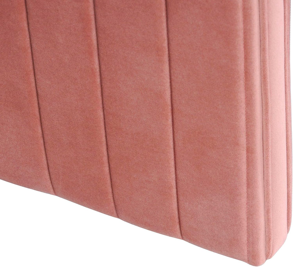 19" Modern Channel Tufted Velvet Ottoman - Blush Pink