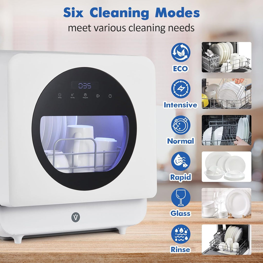 Dishwasher Countertop Compact Portable Dishwasher with Faucet & Self-Priming Water Modes Water Inlet