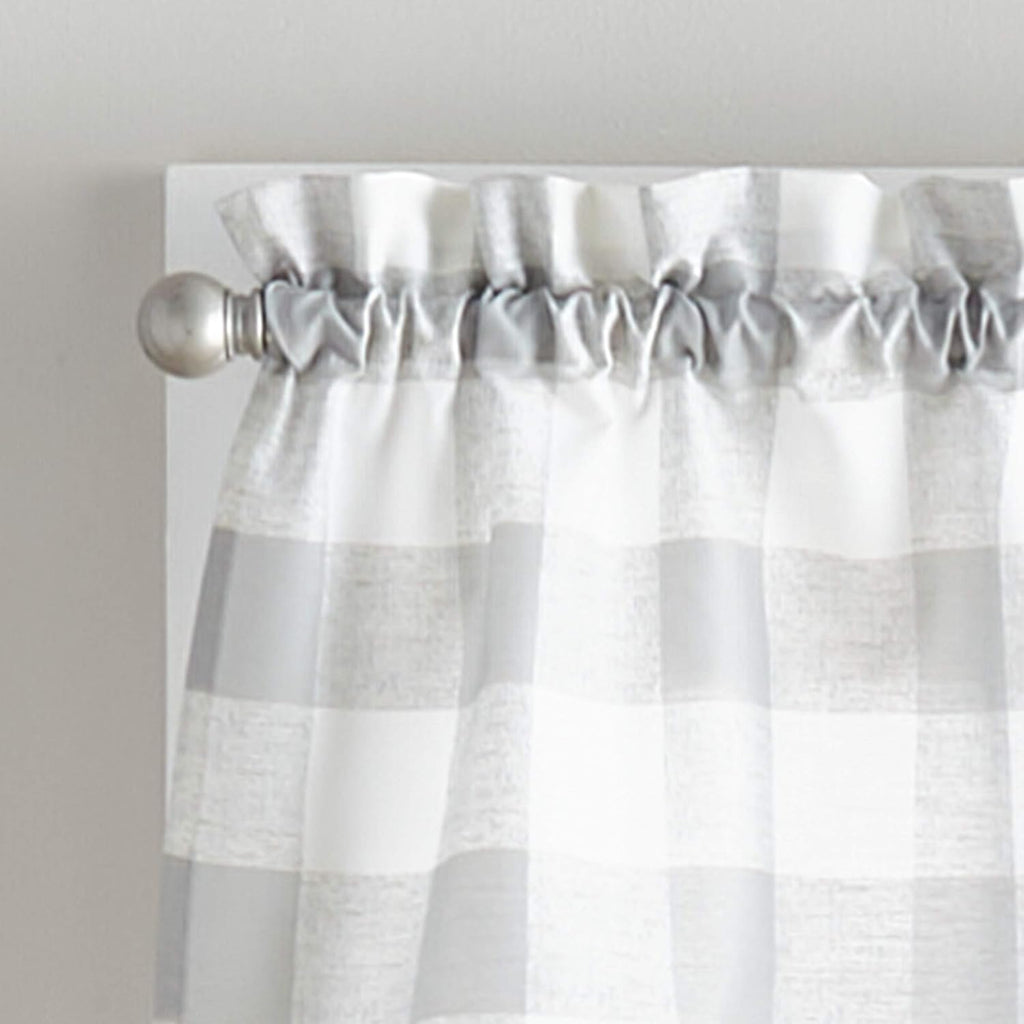 Country Modern Rustic Farmhouse Buffalo Check Kitchen Curtains Window Valance and Cafe Tiers, 3-Piece Set, 36-inch