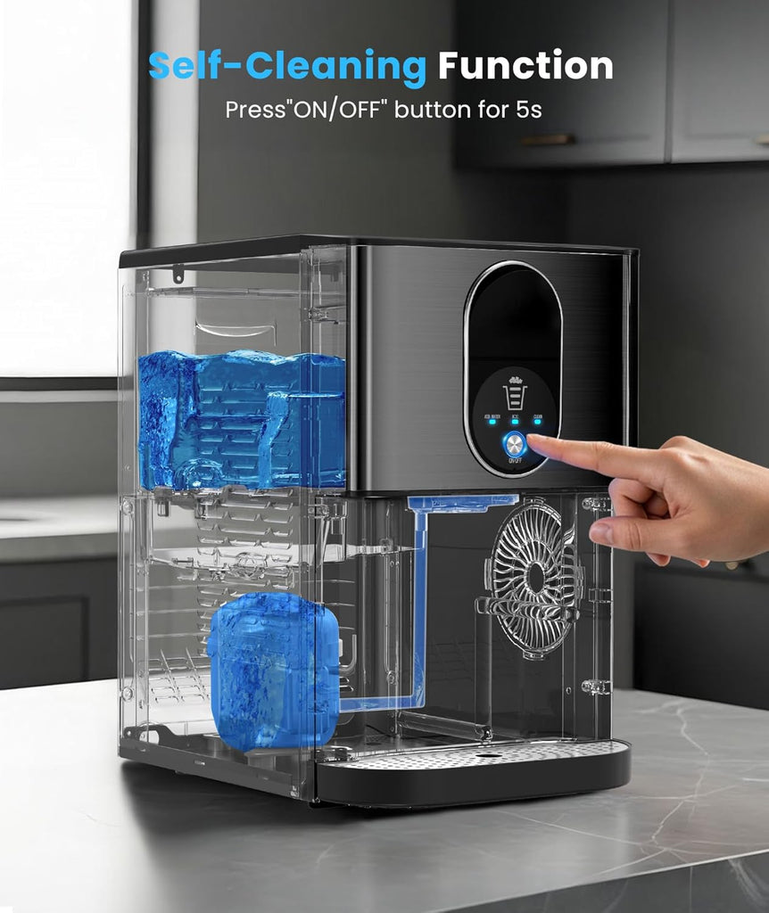 Countertop Nugget Ice Maker, 44lbs/24H Nugget Ice Machine Countertop, Chewable Pellet Ice Maker Machine with Ice