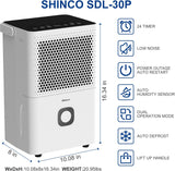 30 Pints Dehumidifier for Home and Basements, 1500 Sq.Ft Dehumidifiers with Drain Hose, Auto or Manual Drainage