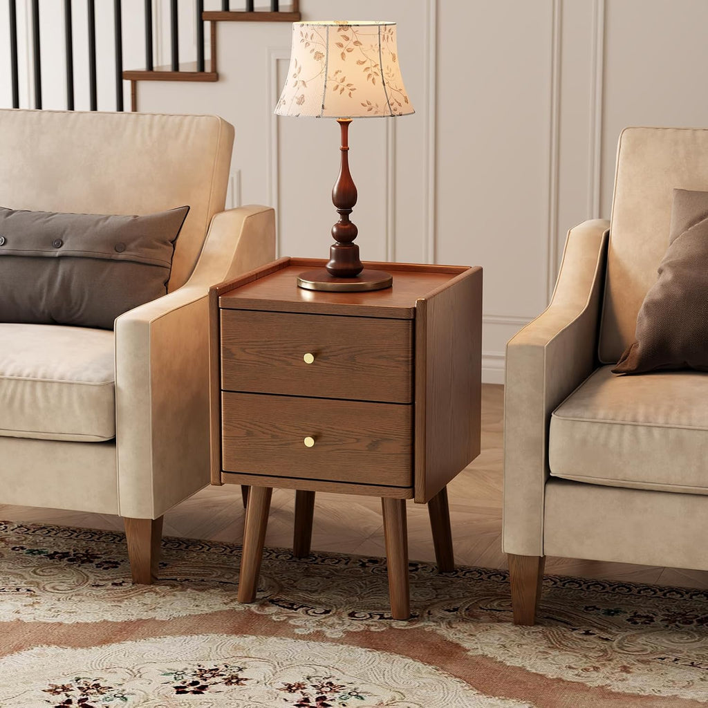 Walnut Nightstand, Solid Wood Nightstand, Modern Night Stand with Drawers, Wood Night Stand, End Table with Storage