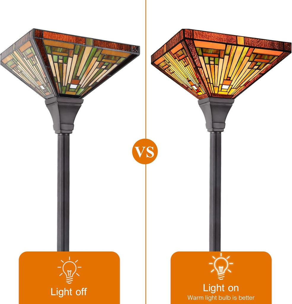 Tiffany Lamp Stained Glass Torchiere Floor Lamp