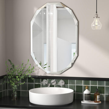 20x30 Inch Bathroom Mirrors for Over Sink, Round Frameless Mirrors for Wall