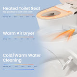 Smart Toilet with Built-In Bidet, Heated Seat, Pump-Assisted Flush, Auto Flush, Warm Water, Air Dryer, Deodorizer, Modern One-Piece Design