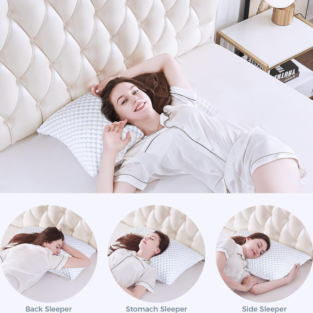 Shredded Memory Foam Pillows King Size 2 Pack | Neck pain relief, supportive, odorless, cooling pillow, adjustable