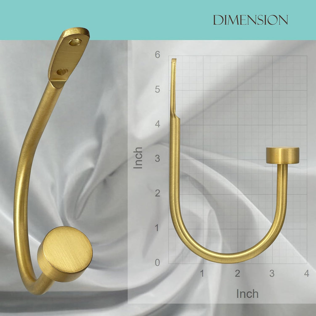 Quality Curtain Holdbacks, Solid Steel Curtain Holdback with Disk Finial,Electroplate Finishes, Set of 2 Window