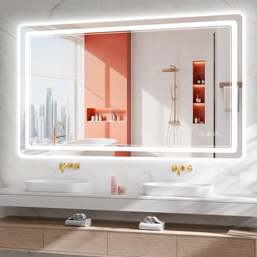 30"x48" LED Bathroom Mirror with Lights, Backlit + Front Lit, Anti-Fog, Lighted Bathroom Mirror for Wall, HD