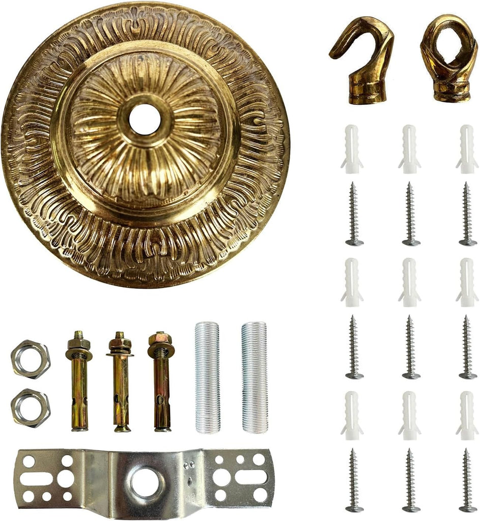 5.71" All Copper Chandelier Canopy Kit with Lamp Parts Hardware and Hooks, Light Fiture Cover as Ceiling Medallion