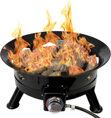 Smokeless Propane Fire Pit, 24-inch Portable Firebowl, 58K BTU with Self Igniter, Cover, & Carry Straps for RV