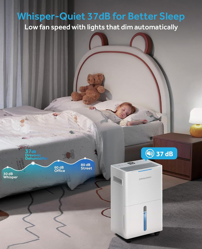 21 Pints Dehumidifier for Basement, 1500 Sq. Ft Dehumidifiers for Home with Drain Hose
