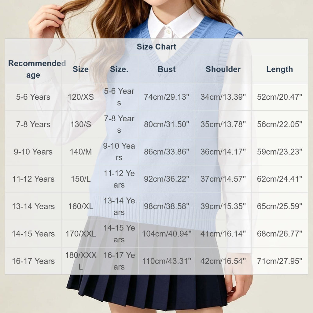 V Neck Sweater Vest Sleeveless Knit School Pullover for Girls