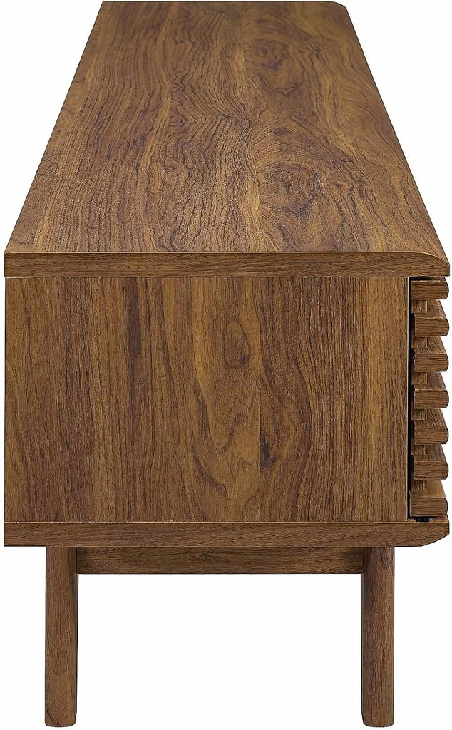 Render 70" Mid-Century Modern Low Profile Entertainment TV Stand, 70 Inch, Walnut Walnut